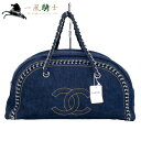 358047【新品同様】【CHANEL】【シャネル】チェーンボストンバッグ マトラッセ/ラグジュアリー デニム ブルー