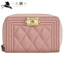 368598【中古】【CHANEL】【シャネル】コインケース ボーイシャネル キャビアスキン ピンクchanel 小銭入れ