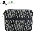 422988【新品同様】【CHRISTIAN DIOR】【クリスチャン ディオール】クラッチバッグ オブリーク キャンバス×レザー ネイビー S5443CTZPcd セカンドバッグ パーティーバッグ