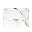 【24時間限定全品ポイント2倍!5/22am0:00〜5/22pm23:59】【中古】 プラダ PRADA パティーナ チェーンショルダー ホワイト/ゴールド金具 1BD200 サフィアーノ レディース ショルダーバッグ