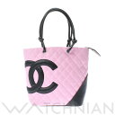 【最大30,000円OFFクーポン配布中 12/1 0:00~12/5 09:59】【中古】 シャネル CHANEL カンボンライン ミディアムトート ピンク/ブラック A25167 カーフスキン レディース トートバッグ