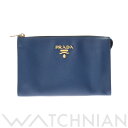 【全品ポイント2倍&先着順!!最大5万円OFFクーポン配布中】【未使用品】 プラダ PRADA クラッチバッグ 青/ゴールド金具 1NE007 サフィアーノレザー ユニセックス クラッチバッグ