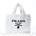 【中古】 プラダ PRADA テリー トートバッグ ホワイト 1BA130 スプーニャ(メリノウール) レディース ハンドバッグ