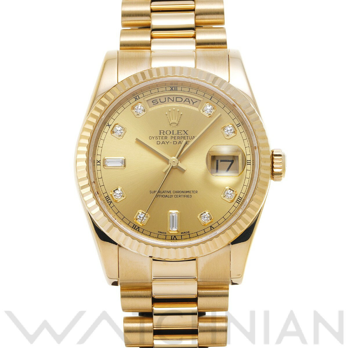 【4種選べるクーポン】【ローン60回払い無金利】【中古】 <strong>ロレックス</strong> ROLEX デイデイト 36 <strong>118238</strong>A P番(2000年頃製造) シャンパン/ダイヤモンド メンズ 腕時計 <strong>ロレックス</strong> 時計 高級腕時計 ブランド