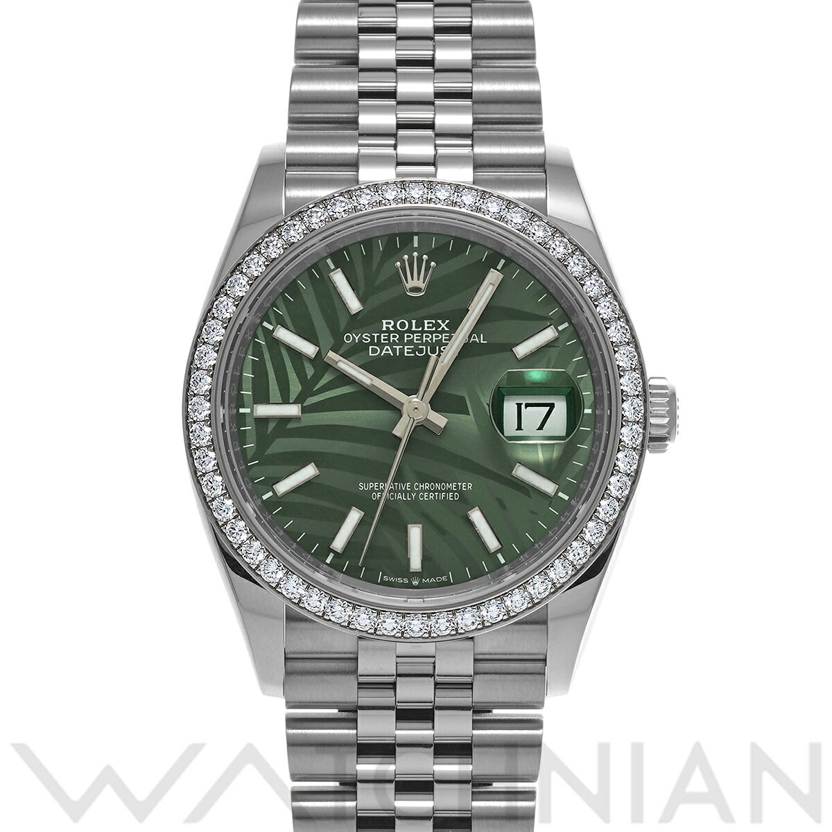 【4種選べるクーポン】【ローン60回払い無金利】【中古】 ロレックス ROLEX <strong>デイトジャスト</strong> 36 126284RBR ランダムシリアル オリーブグリーン <strong>パーム</strong>モチーフ メンズ 腕時計 ロレックス 時計 高級腕時計 ブランド