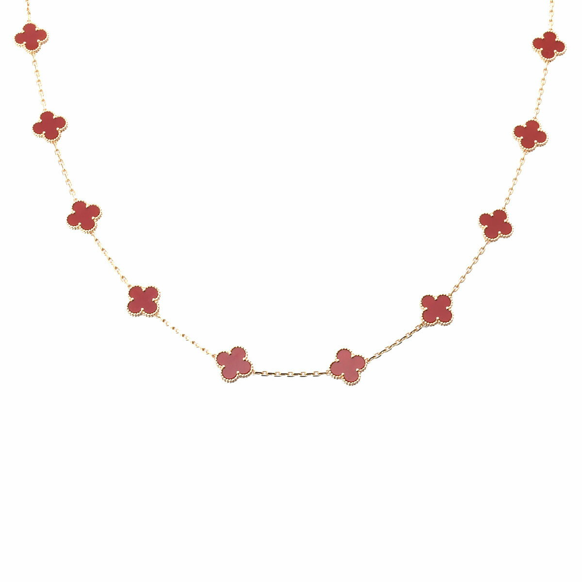 【〜9/24 最大3万円クーポン】ヴァン クリーフ&アーペル Van Cleef & Arpels ヴィンテージアルハンブラネックレス 20P K18イエローゴールド カーネリアン レディース ネックレス ヴァン クリーフ&アーペル 【ローン36回払い無金利】【中古】