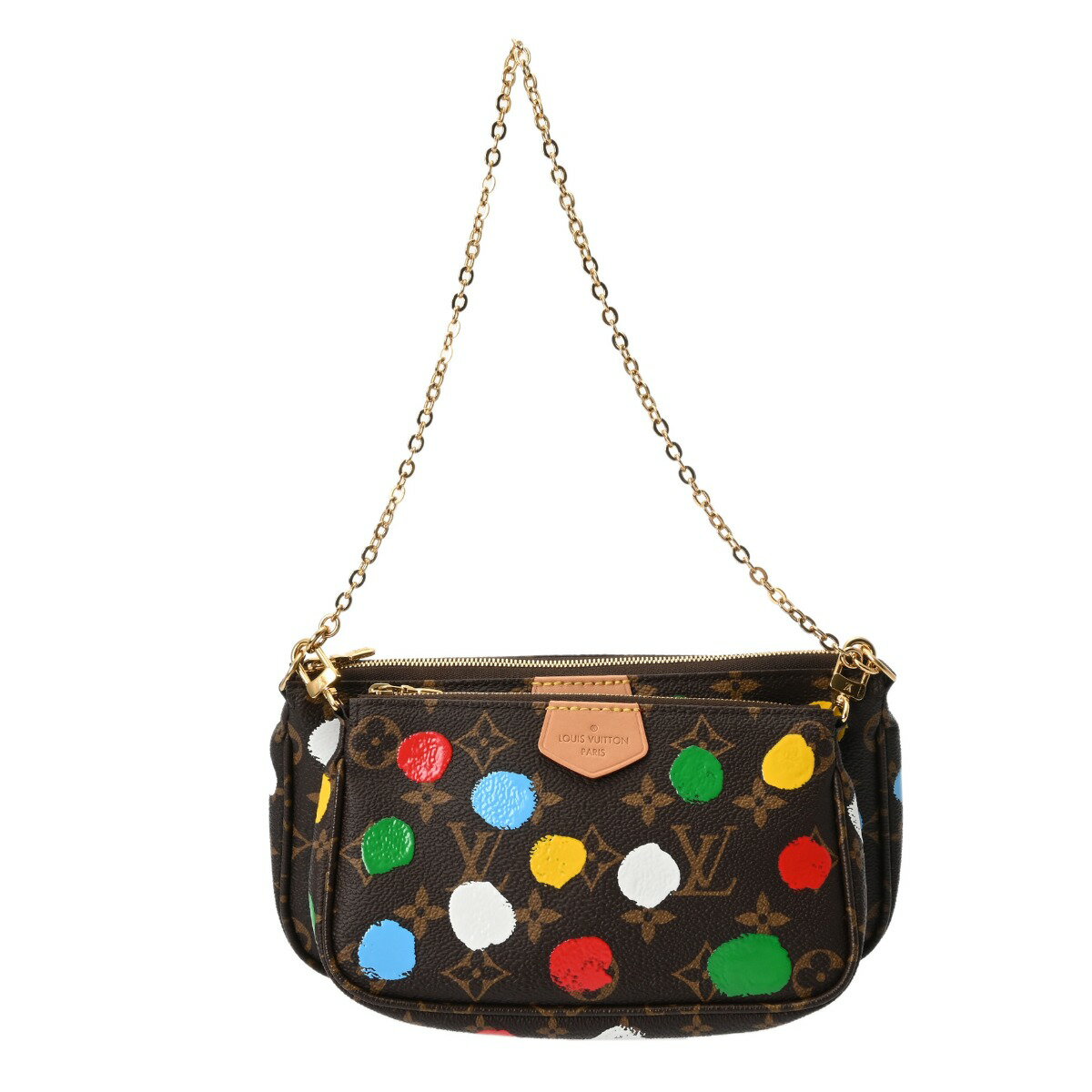 ルイ ヴィトン LOUIS VUITTON モノグラムペインティッドドット ミュルティ ポシェット アクセソワール LV×YK ブラウン M46385 レザー ユニセックス ショルダーバッグ ヴィトンバッグ バック ブランド 【ローン48回払い無金利】【中古】