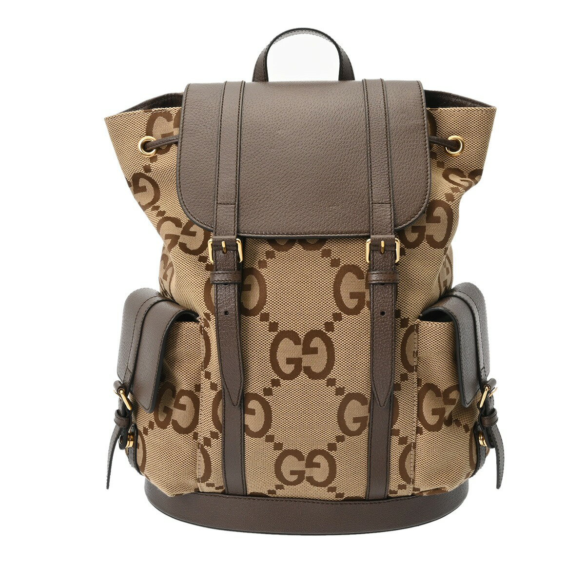 【〜9/26 最大4万円クーポン】グッチ GUCCI バックパック ベージュ/キャメル/ブラウン 678829 493075 レザー/ジャンボGGキャンバス メンズ リュック・デイパック グッチ リュック・デイパック バック ブランド 【ローン36回払い無金利】【中古】