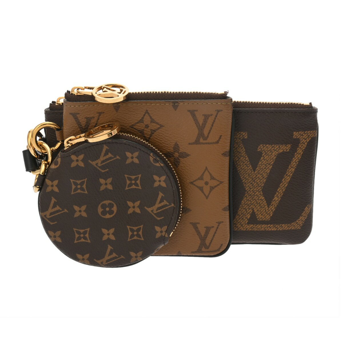 ルイ ヴィトン LOUIS VUITTON モノグラムジャイアントリバース ポシェットトリオ 旧型 ブラウン M68756 モノグラムキャンバス レディース アクセサリーポーチ ルイ ヴィトン 【ローン48回払い無金利】【中古】