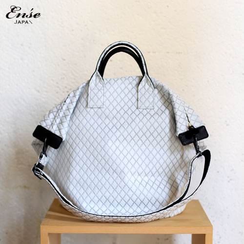 Ense(アンサ)【送料無料】Cut sew 2Way tote　Whiteカットソー2ウェイトートバッグ