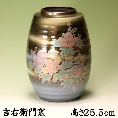 九谷焼 8号花瓶 金彩芙蓉 仏壇用花器 仏壇用花立 仏壇用花瓶 仏間用花器 仏間用花立 仏…...:iroiroya:10004019