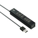 SANWA SUPPLY(サンワサプライ) USB2.0ハブ(7ポート) USB-2H701BK面ファスナー 固定 簡単 10ポート USBハブ 接続 設置 便利 高速 セルフパワー 電源供給 可能 USB機器 ケーブル すっきり コンパクト 省スペース 設置 サイドポート バスパワー USB機器