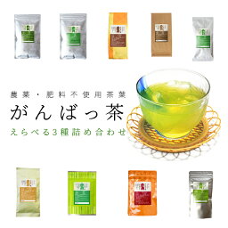 日本茶 伊勢茶 お茶 選べる 茶葉 3袋詰合せ 農薬肥料不使用栽培 <strong>無農薬</strong> 無肥料 水出し<strong>緑茶</strong> がんばっ茶