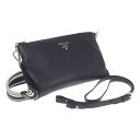 【中古】【ABランク】PRADA プラダ レザー ショルダーバッグ 1BH050 レザー ブラック シルバー金具