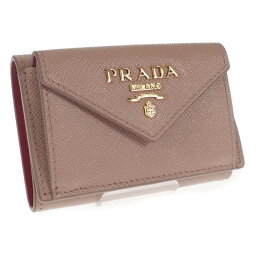 【中古】【Aランク】PRADA プラダ コンパクトウォレット 1MH021 ZLP F0KNX 三つ折り財布 サフィアーノマルティック ベージュ レッド レディース【ISEYA】