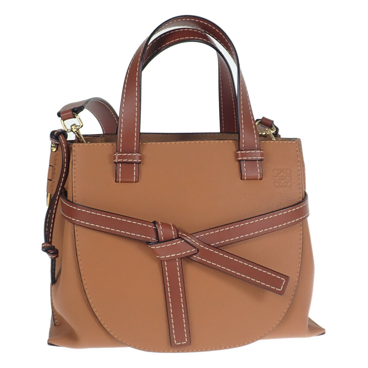 ロエベ LOEWE ゲートトップハンドルバッグS 321.12.U61 スモール 2WAYバッグ ハンドバッグ カーフ ライトキャラメル ピーカンカラー 鞄 牛革 レディース【中古】【Aランク】
