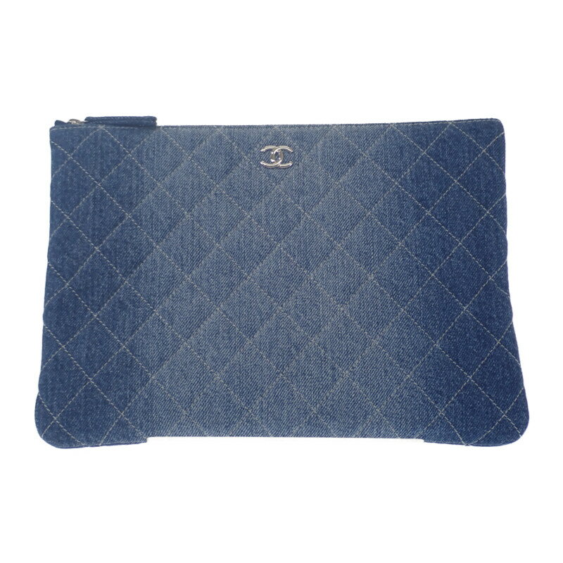 シャネル CHANEL ココマーク クラッチバッグ デニム ブルー シルバー金具 レディース メンズ ユニセックス【中古】【Aランク】