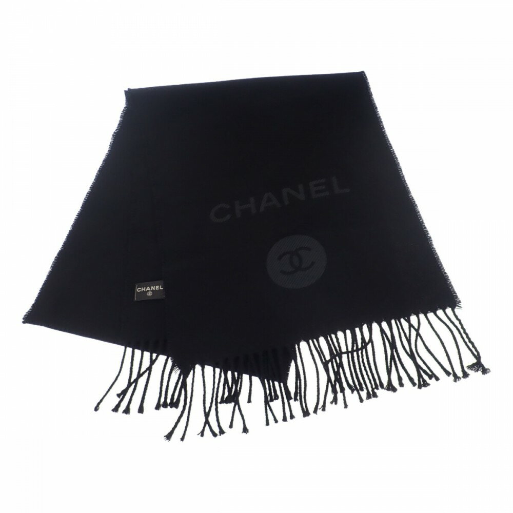 シャネル CHANEL ココマーク マフラー ウール カシミヤ ブラック レディース【中古】【Aランク】