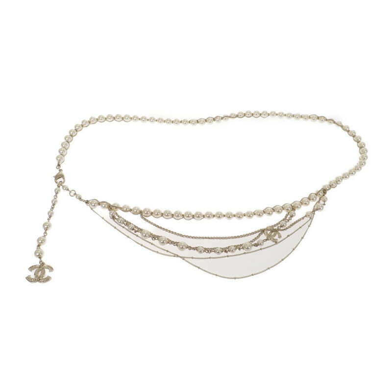 シャネル CHANEL ココマーク チェーン A19C刻印 ベルト GP フェイクパール ラインストーン レディース【中古】【Aランク】