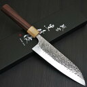 三徳包丁 170mm 越前打刃物 黒崎優 粉末ステンレスハイス スーパーゴールド2/R2 槌目 本鍛造 雫 TVで放送!