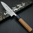 ペティナイフ 120mm 包丁 越前打刃物 青紙スーパー ステンレス 梨地仕上げ 4寸 金太郎作 カネ弘打刃物製作所 TVで放送! 髪の毛も切れる!