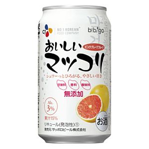 [サッポロ]　CJおいしいマッコリ＜ピンクグレープフルーツ＞　350ml　24本　(1ケース)