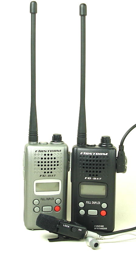 同時通話/特定小電力トランシーバー47ch/FC-B47と業務用タイピン型マイク&イヤホンのお得なセット(インカム)　　　 送信ボタン(PTT)を押さなくても電話感覚で通話ができます(同時通話)業務用イヤホンマイクがセット