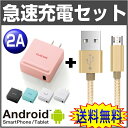 2A急速充電ケーブル+2A出力ACアダプタ セット 2A充電ケーブル micro usb 1.5M 2m 長さ 2A出力ACアダプター 急速充電 スマホ マイクロUSB 急速充電ケーブル スマホ 充電ケーブル タブレット 充電器 高出力 スマホ タブレットPC 急速充電器 USB充電器 2A