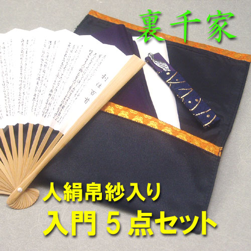 【茶道具　セット】【定形外送料無料】できる男の男子用入門5点セット（人絹帛紗）