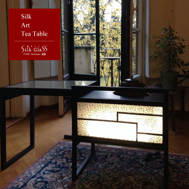 絹ガラス製茶道立礼台　Silk Art Tea Table （シルク アート ティー テー…...:itoko:10000121