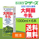 【送料無料】らくのうマザーズ大阿蘇牛乳1000ml*6本入 1ケース【常温保存牛乳】【九州】【ロングライフ】