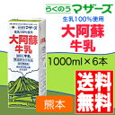 【送料無料】らくのうマザーズ大阿蘇牛乳1000ml*6本入 1ケース【常温保存牛乳】【九州】【ロングライフ】