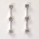 【現品処分】天然ダイヤモンド0.2ct×ホワイトゴールド スリーストーンピアス【送料無料】