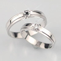 K14ホワイトゴールドクロスライン(4月誕生石)ダイヤモンドペアリング1ペアセット(マリッジリング 結婚指輪 刻印無料)【送料無料！】【結婚祝い レディース ジュエリー】
