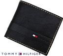 TOMMYHILFIGER トミーヒルフィガー 31TL25X019 001 Superwaxy レザー 小銭入れ付 二つ折り財布 ブラック 96-5503/001【送料無料】