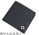 BVLGARI ブルガリ グレインレザー ブルガリブルガリ 小銭入れ付 二つ折り財布 メンズ用 ブラック 30396【送料無料】【05P03Dec16】