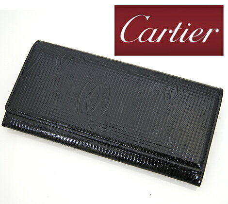 【Cartier】　カルティエ　ハッピーバースデー　ハニーコムモチーフ　小銭入れ付　長財布　ブラック　L3000982 【送料無料】【送料無料】光沢のある黒が高級感たっぷりです。ワンランク上のお洒落を楽しんで♪
