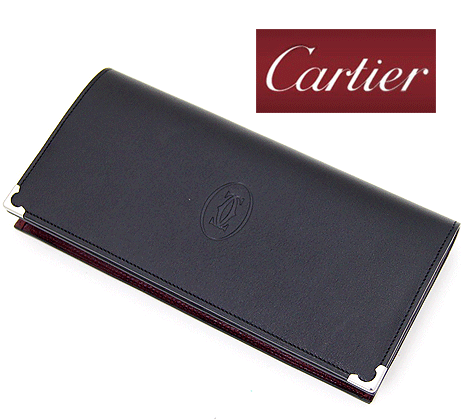 【Cartier】　カルティエ　カボション　小銭入れ付き　メンズ用　長財布　L3000585 【送料無料】落ち着いたデザインとシンプルさが魅力の長札です。ビジネスシーンにもぴったりですね。