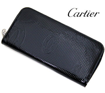 【Cartier】カルティエハッピーバースデーラウンドファスナー長財布ブラックヴァーニッシュカーフスキンL3001285【送料無料】
