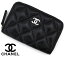 CHANEL シャネル A69271 BLACK マトラッセ キャビアスキン ラウンドファスナー コインパース/コインケース 小銭れ ブラック×シルバー金具【送料無料】