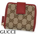 GUCCI グッチ 346056 KY9LG 8606 アウトレット GG キャンバス レザー スモール ラウンド ジップ ウォレット 小銭入れ付 二つ折り財布 ベージュ×レッド【送料無料】
