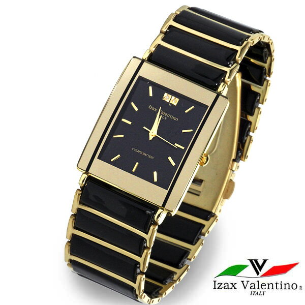 Izax Valentino メンズ腕時計IVG-8500-4 ゴールドサファイアガラス