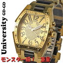 (キャッシュレス5%還元)腕時計 メンズ ユニバーシティ クオーツ トノー型腕時計 メンズ腕時計 うでどけい US203GD-GD 送料無料