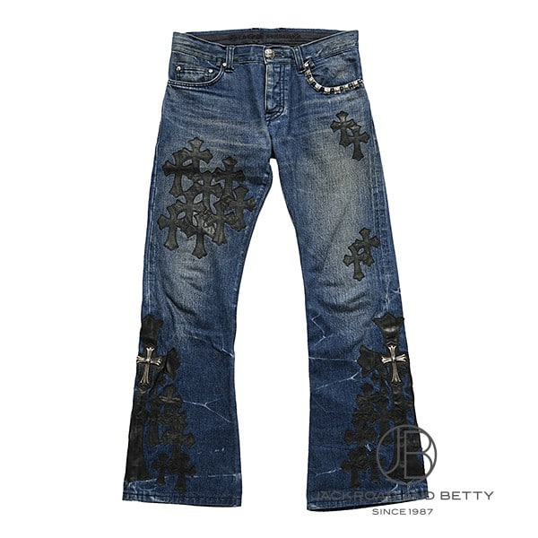 クロムハーツ CHROME HEARTS セメタリー クロスパッチ デニム フレアパンツ 中古 その他