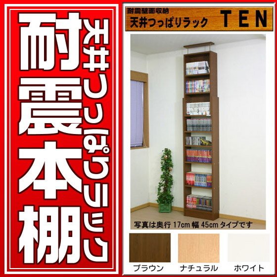 本棚のQ極 地震対策 天井つっぱりラック TEN 薄型29cm奥行 45cm幅 本棚 本体【扉付きカスタマイズ 壁面収納 耐震本棚 地震対策 転倒防止 壁面収納 すきま収納 隙間収納 書棚 ラック シェルフ】 ★キッチンポイントアップ祭★0810