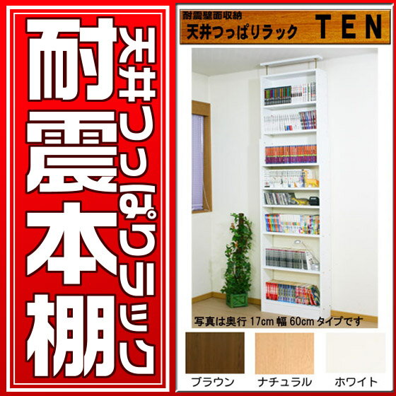 本棚 のQ極 地震対策 天井つっぱりラック TEN薄型29cm奥行 60cm幅 本棚 本体【扉付きカスタマイズ 耐震本棚 地震対策 転倒防止 壁面収納 すきま収納 隙間収納 書棚 ラック シェルフ】　★キッチンポイントアップ祭★0810