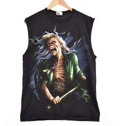 古着 ヘインズ Hanes IRON MAIDEN アイアンメイデン 両面プリント カットオフ バンド<strong>Tシャツ</strong> バンT メンズM /eaa313524 【中古】 【230904】