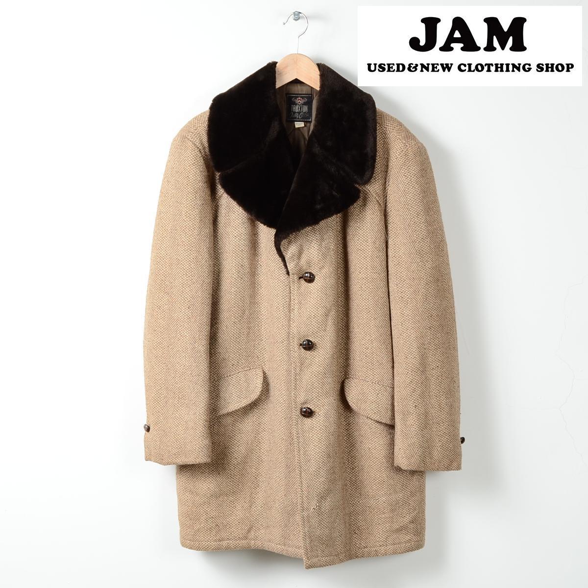 古着 ツイードウール チェスターコート メンズM TRUXTON /wee2672 【古着屋JAM】【中古】【PD50】【中古 コート】【古着　中古市場】 141211