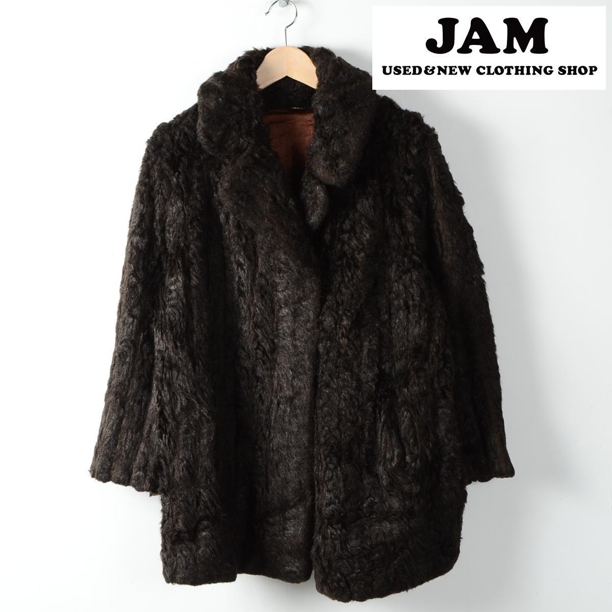 古着 フェイクファー ハーフコート レディースL Mini baimink /wee2761 【古着屋JAM】【中古】【中古 コート】【古着　中古市場】 141212