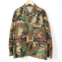 米軍実品 USA製 U.S.ARMY ウッドランドカモ 迷彩 ミリタリー ユーティリティシャツ MEDIUM-REGULAR メンズL /wab5432 【中古】 【170228】
